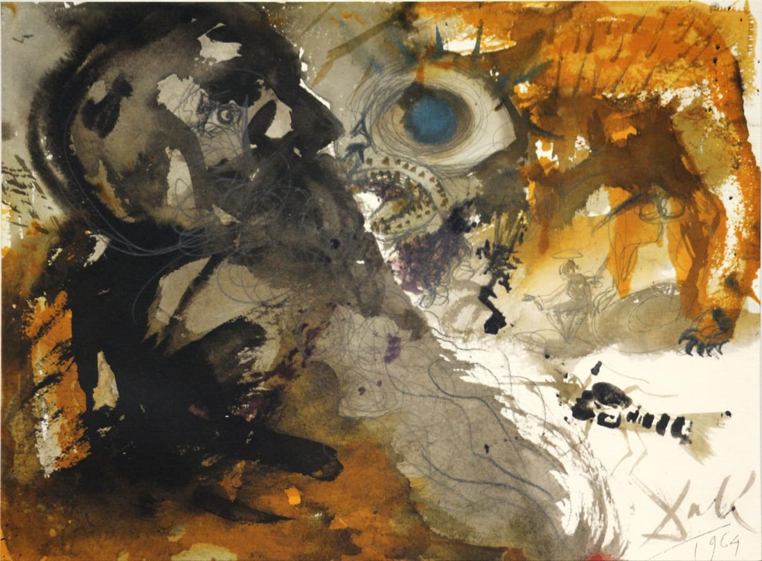 Salvador Dali - Leviathan: Artist: Salvador DaliTitle: LeviathanYear: 1967Dimensions: 19in. by 13.75in.Edition: From the rare limited editionPublisher: Rizzoli Editions MilanSuite: Biblia SacraMedium: Original lithograph on