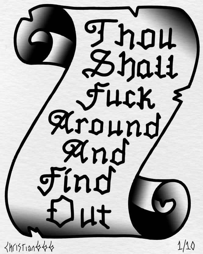 Christian666 - Proclamation: Artist: Christian666Title: ProclamationYear: 2023Dimensions: 8in. by 10in.Edition: Numbered from the Edition of 10Publisher: 666 Studio Philadelphia Suite: Needle-LessMedium: Original Glclee on