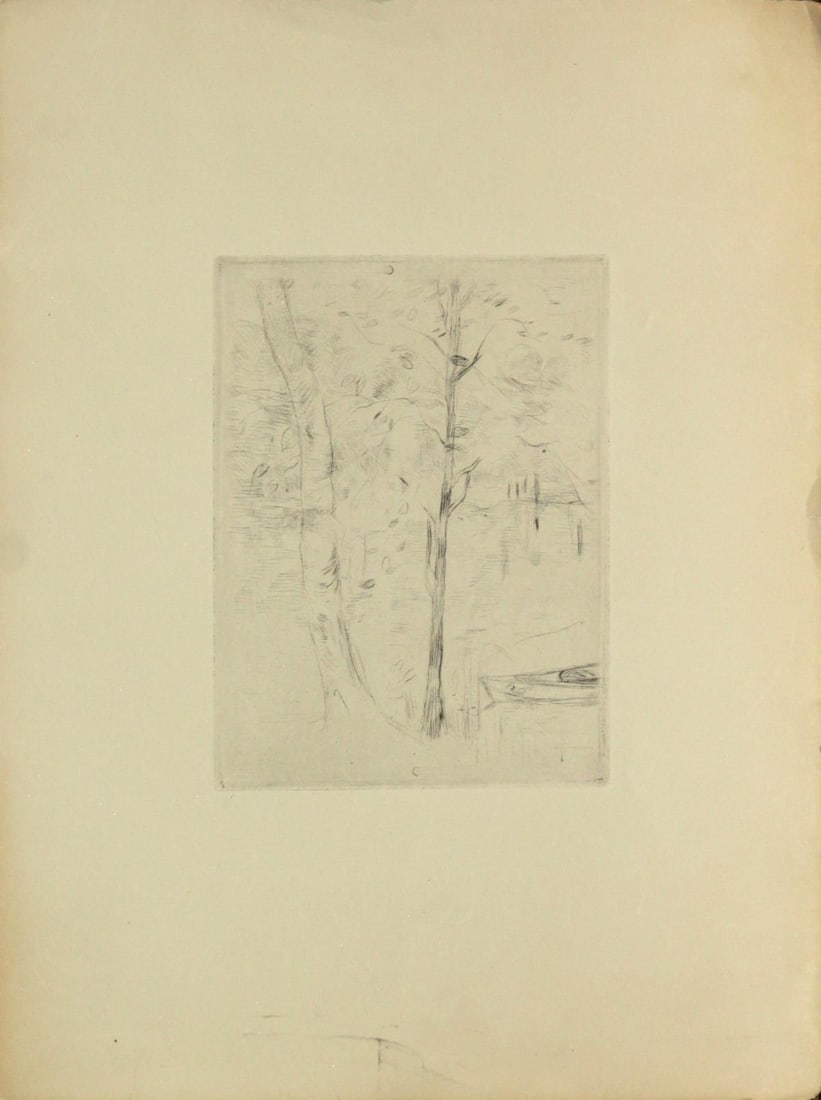 Berthe Morisot - Lac du Bois de Berilougne: Artist: Berthe MorisotTitle: Lac du Bois de BerilougneYear: 1889Dimensions: 9 3/4in. by 11 3/4in.Edition: From the rare limited editionPublisher: Theodore Duret Editeur: ParisMedium: Original etching