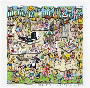 James Rizzi "Sometimes It's the Sand": Artist: James Rizzi Title: Sometimes it's the Sand Medium: Original 3D construction serigraph Size: 7 1/2" x 6 5/8" Edition: 249 from the limited editon of 250 Year: 1995</