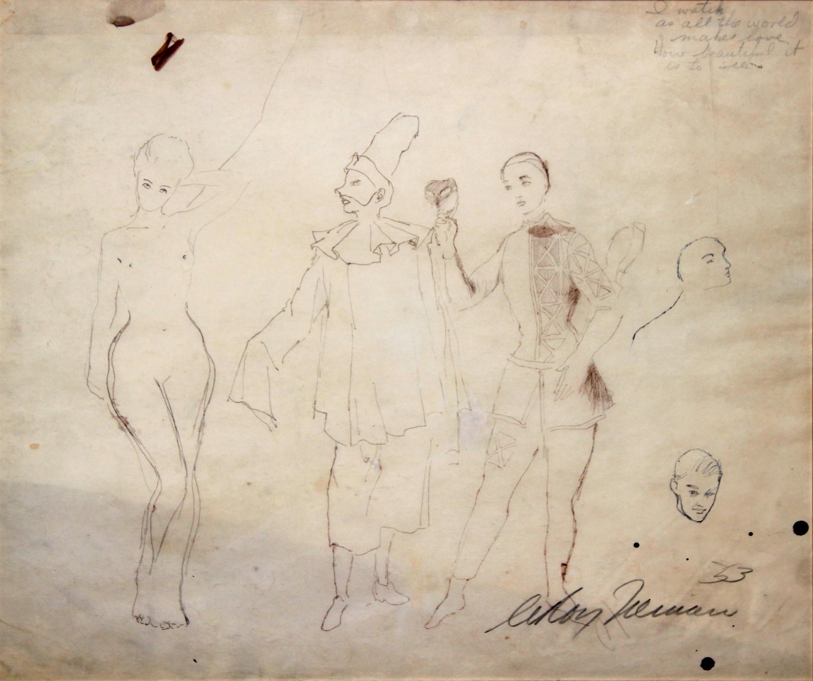 Leroy Neiman - Original Pencil Drawing: Artist: Leroy Neiman Title: Original Pencil Drawing Year: 1953 Dimensions: 13.5in. by 15in. Edition: A unique and original work of art Medium: Original pencil