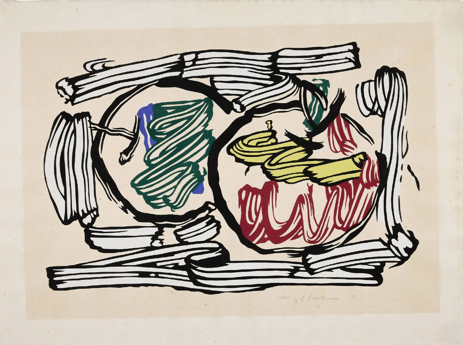 Roy Lichtenstein - Two Apples: Artist: Roy Lichtenstein Title: Two Apples Year: 1982 Dimensions: 29 7/8 x 39 1/4 in. Edition: 24 from the limited edition of 60 Publisher: Petersburg Press, In