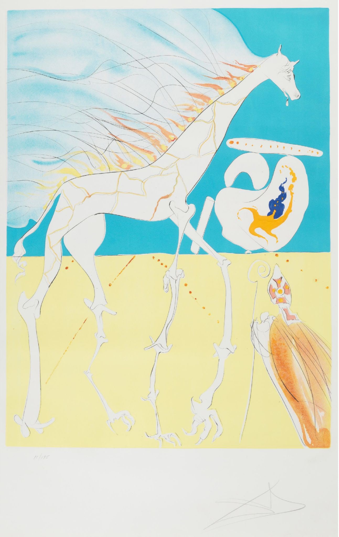 Salvador Dali - Girafe Saturnienne (from La Conquete du Cosmos): Artist: Salvador DaliTitle: Girafe Saturnienne (from La Conquete du Cosmos)Year: 1974Dimensions: 38 1/2 x 27 1/2 in.Edition: 11 from the limited edition of 195Publisher: Jean Lavigne, ParisSuite: La