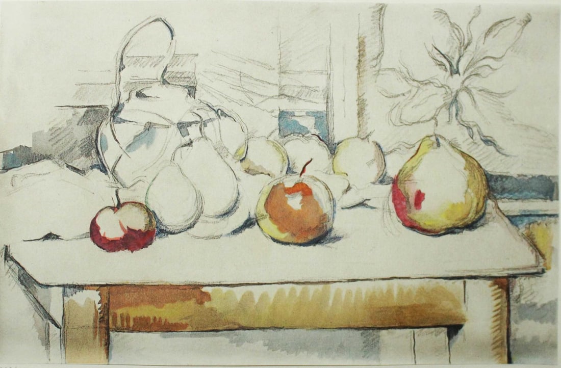 Paul Cezanne (After) - Le pot de gingembre et les: Artist: by Paul Cezanne (After) Title: Le pot de gingembre et les fruits Year: 1897 Dimensions: 9.5in. x 6.5in. Edition: From the rare limited edition of 600 Suite: L Arte et la Nature Medium: