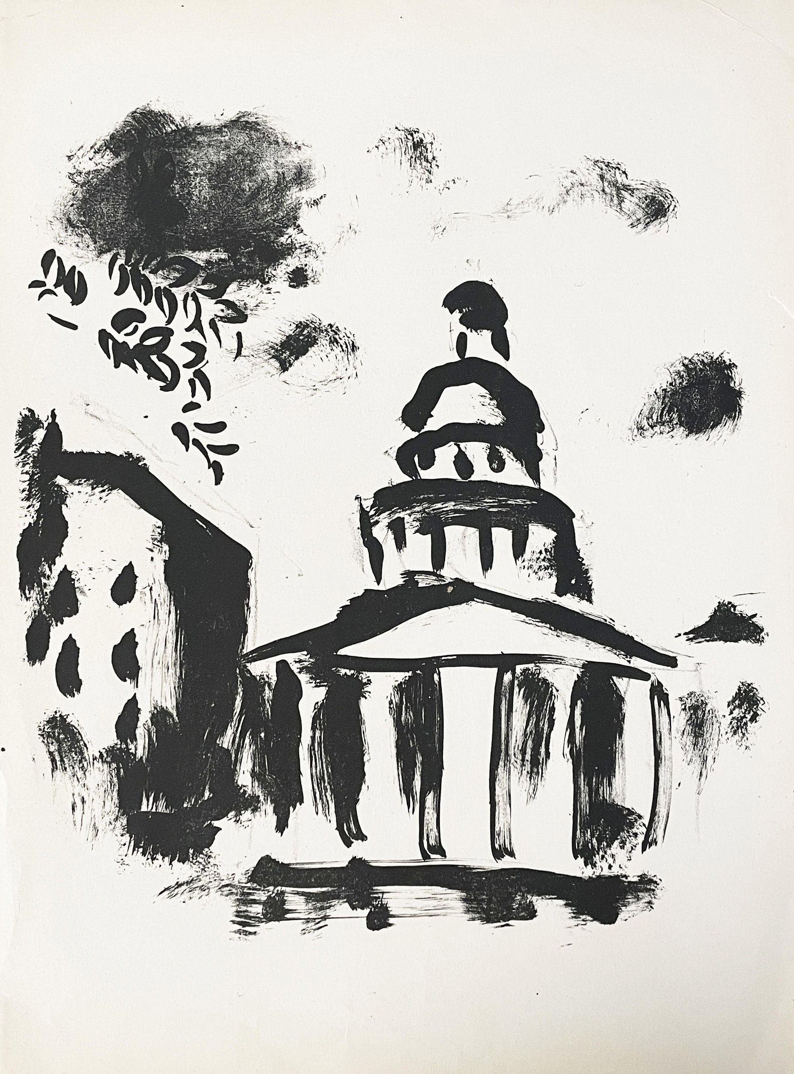 Marc Chagall - La Pantheon: Artist: Marc Chagall Title: La Pantheon Year: 1954 Dimensions: 13in. by 9.75in. Edition: From the rare limited editon Medium: Original Lithograph on Paper <