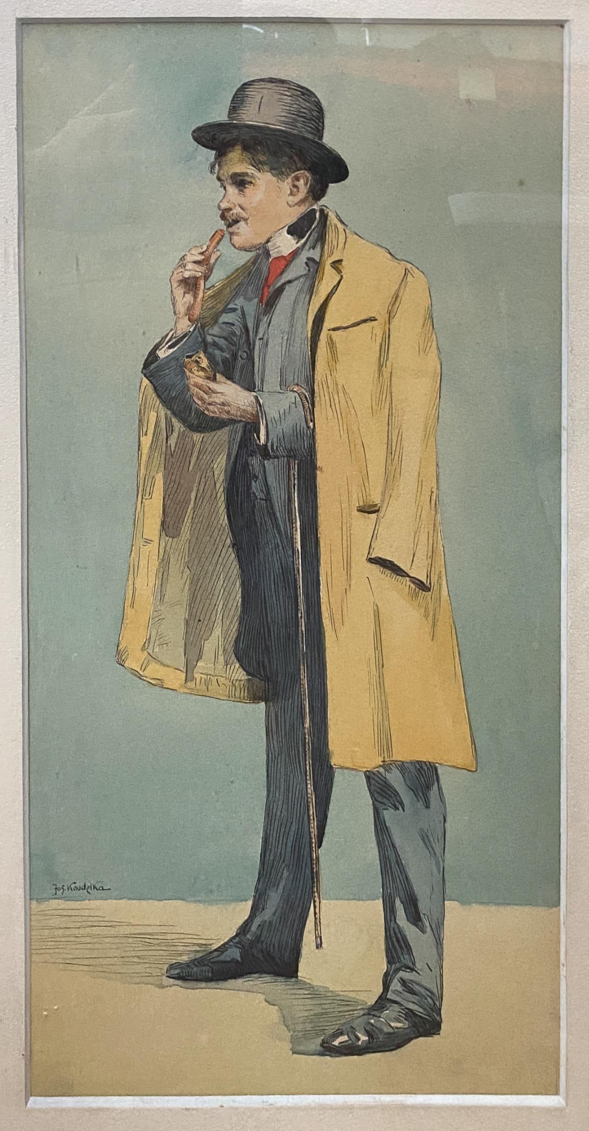 Joseph Koudelka - Gentleman: Artist: Joseph KoudelkaTitle: GentlemanDimensions: 14in. by 22in.Edition: One-of-a-Kind Medium: Original Water color on paperCondition: ExcellentSignature Details: Hand SignedComes with Letter of