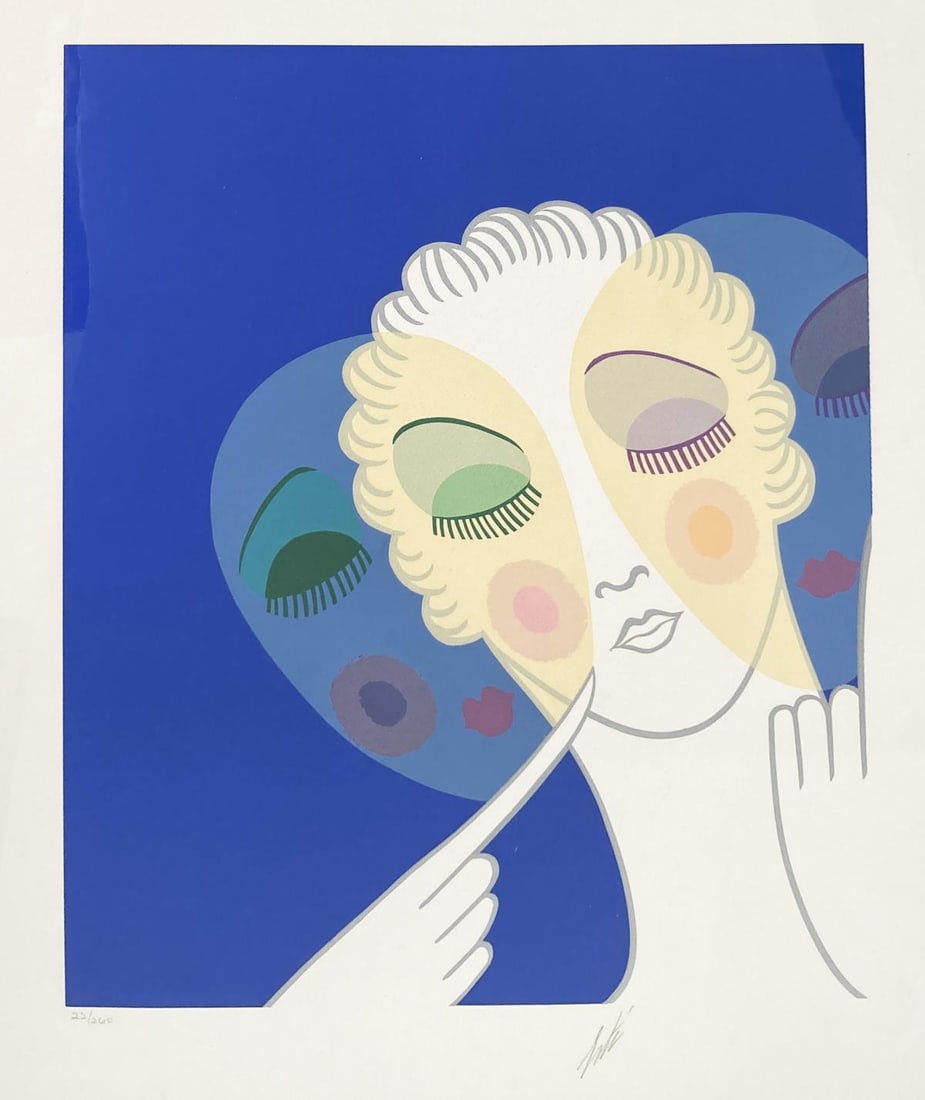 Erte - Three Faces: Artist: ErteTitle: Three FacesYear: 1974Dimensions: 28.5in. by 33.5in.Edition: From the rare limited edition of 260Medium: Original serigraphCondition: ExcellentSignature Details: Hand signed and