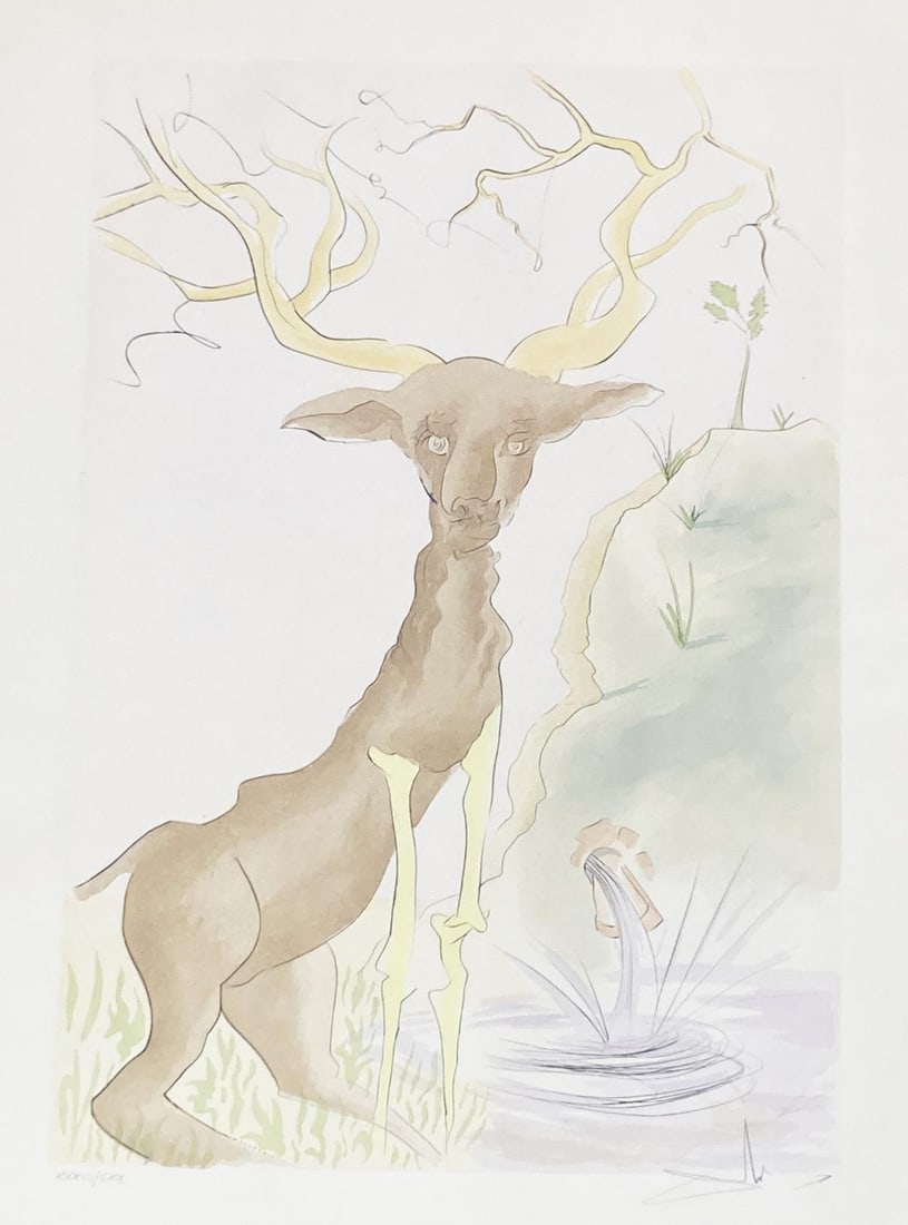 Salvador Dali - Le Cerf se Voyant dans I'Eau: Artist: Salvador DaliTitle: Le Cerf se Voyant dans I'EauYear: 1974Dimensions: 23in. by 31in.Edition: From the Rare Limited of CXXPublisher: Les Maitres ContemporariesSuite: Le Bestiaire de La