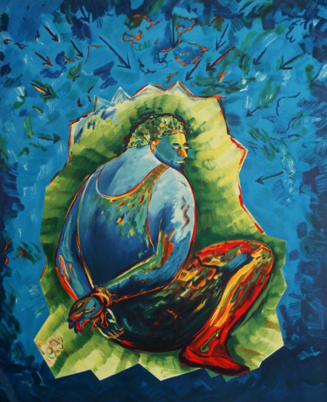 Sandro Chia - Bound Man: Artist: Sandro Chia Title: Bound Man Year: 1983 Dimensions: 31in. by 26in. Edition: From the rare limited editin of 75 Medium: Original Lithograph Co