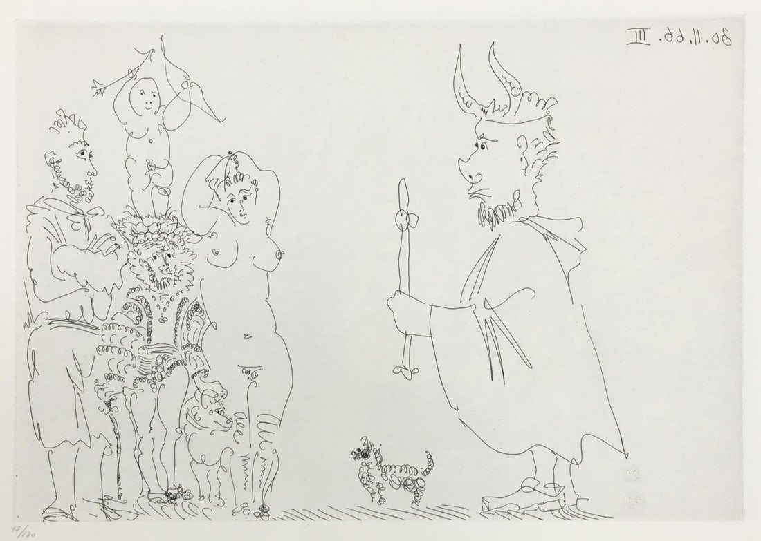 Pablo Picasso - Plate III from Le Cocu Magnifique: Artist: Pablo Picasso Title: Plate III from Le Cocu Magnifique Year: 1968 Dimensions: 11in. by 15in. Edition: Numbered from the Rare Limited Edition of 180 Publishe