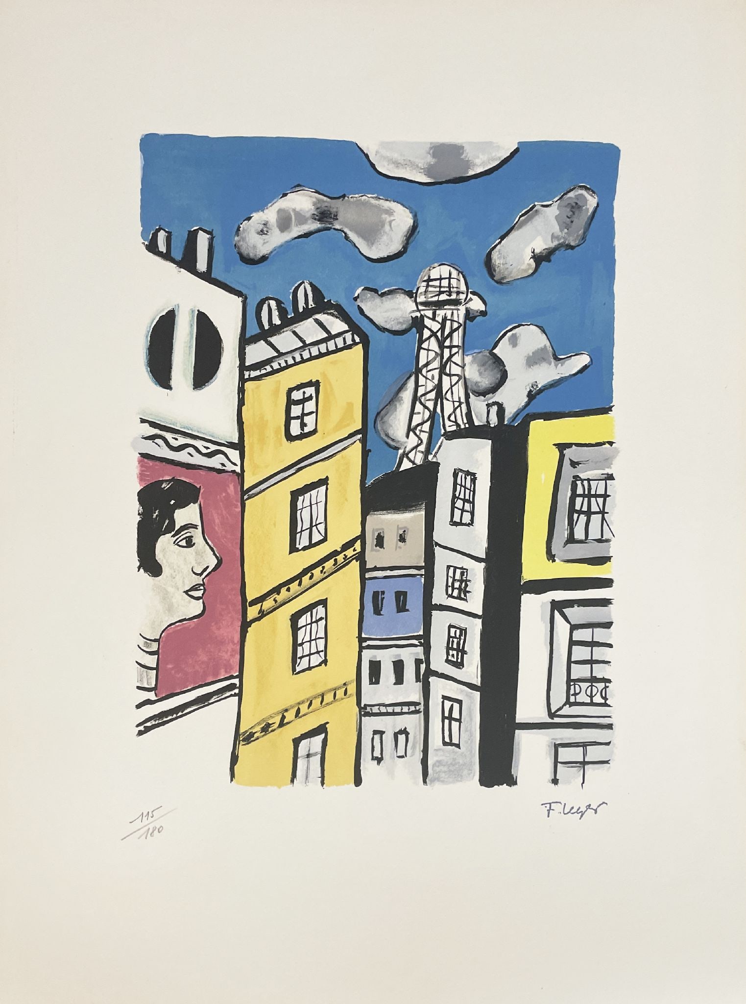 Fernand Leger - La Tour Eiffel: Artist: Fernand LegerTitle: La Tour EiffelYear: 1959Dimensions: 19 3/4 x 25 3/4 in.Edition: Numbered from the rare limited edition of 180Publisher: Teriade, ParisSuite: La VilleMedium: Original
