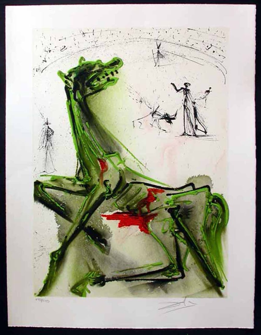 Salvador Dali - La victime de la Fete (Victim of the Bullfight): Artist: Salvador DaliTitle: La victime de la Fete (Victim of the Bullfight)Year: 1972Dimensions: 26 3/4in. by 19 7/10in.Edition: Numbered From the rare limited edition of 250Publisher: Wajntraub &