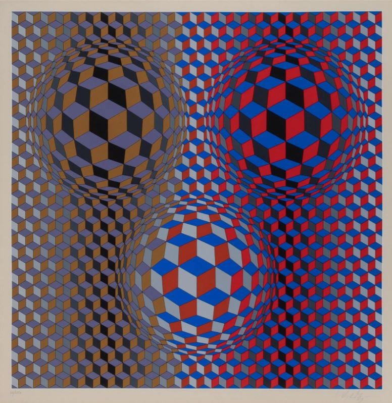 Victor Vasarely - Nebulus II: Artist: Victor Vasarely Title: Nebulus II Dimensions: 27 1/4in. by 26 3/4in. Edition: From the rare limited edition of 250 Medium: Original screenprint in colors on paper