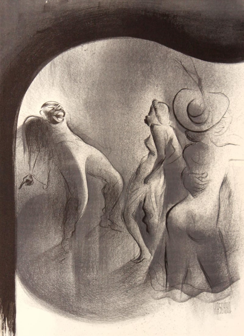 Al Hirschfeld - Boogie-Woogie: Artist: Al Hirschfeld Title: Boogie-Woogie Year: 1941 Dimensions: 12in. by 9.25in. Edition: From the limited edition of 1000 Publisher: Hyperion Press New York<