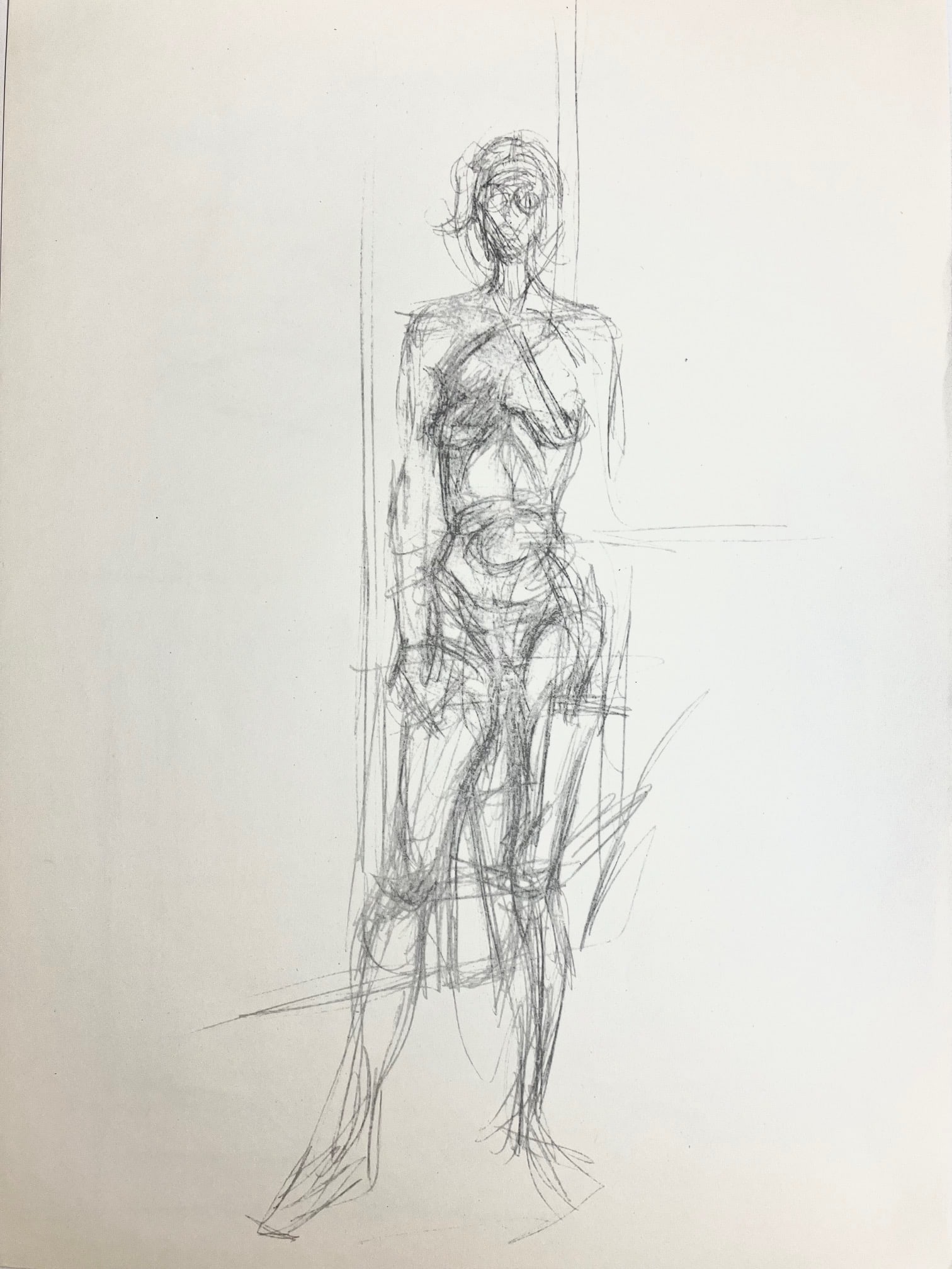 Alberto Giacometti - Untitled Sketch, Standing Nude: Artist: Alberto Giacometti Title: Untitled Sketch, Standing Nude Year: 1954 Edition: From the rare limited edition Publisher: Paris. Maeght Suite: Derriere le M