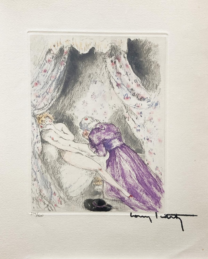 Louis Icart - Original Etching from Felicia ou Mes: Artist: Louis Icart Title: Original Etching from Felicia ou Mes Fredaines Year: 1947 Dimensions: 9in. by 11in. Edition: From the limited edition of 500 Suite: F