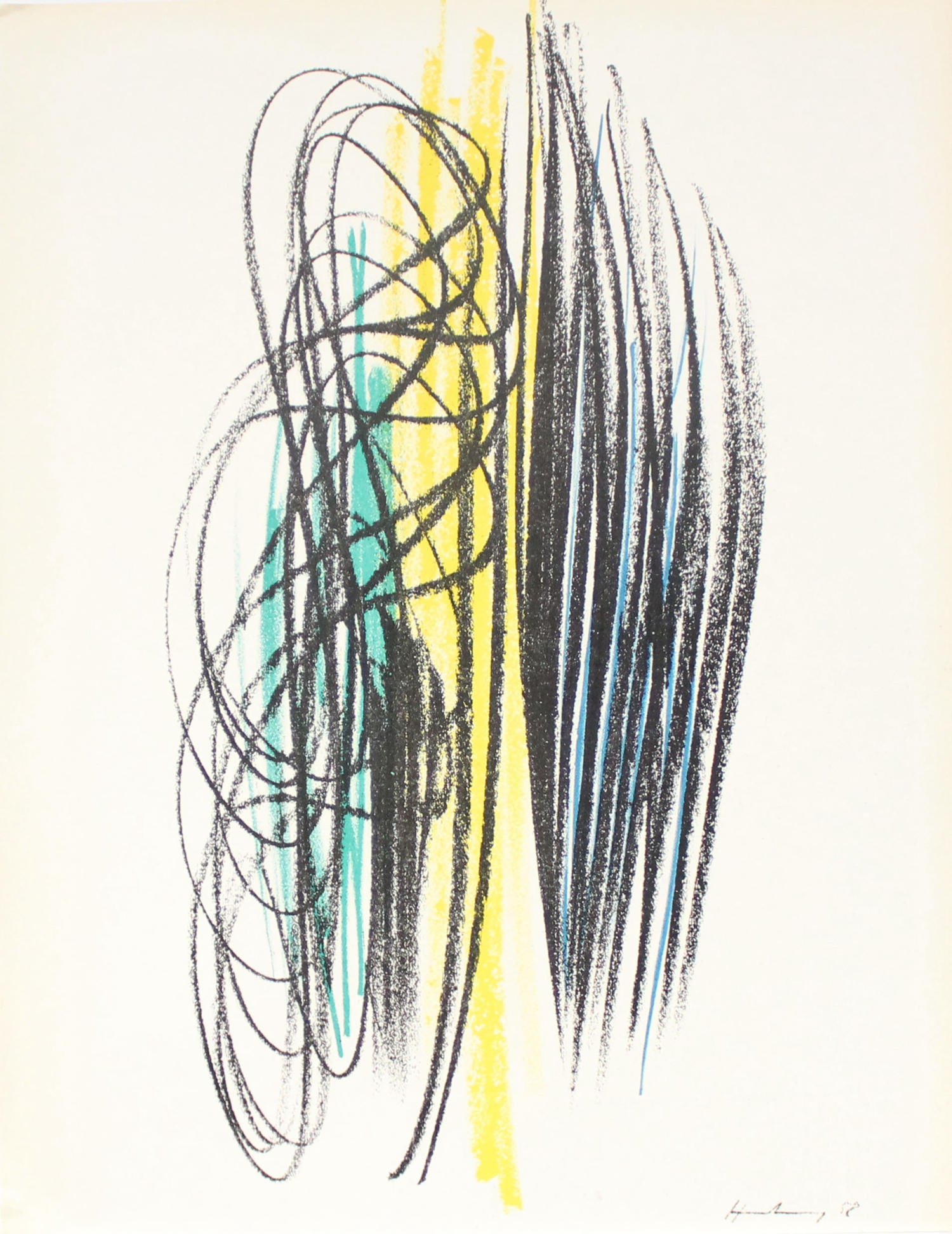Hans Hartung - Untitled: Artist: Hans HartungTitle: UntitledYear: 1959Dimensions: 12.25in. by 9.5in.Edition: From the rare limited editionPublisher: Mourlot Paris San LazzaroSuite: XXe SiecleMedium: Original lithograph on