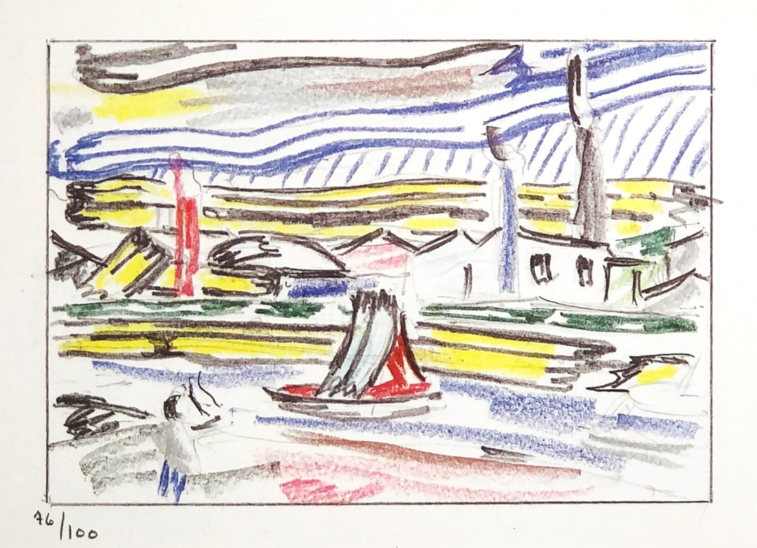 Roy Lichtenstein (after) - The River: Artist: Roy Lichtenstein (after) Title: The River Year: 1986 Dimensions: 7.5in. by 10.25in. Edition: From the limited edition of 100 Publisher: Harry N. Abrams