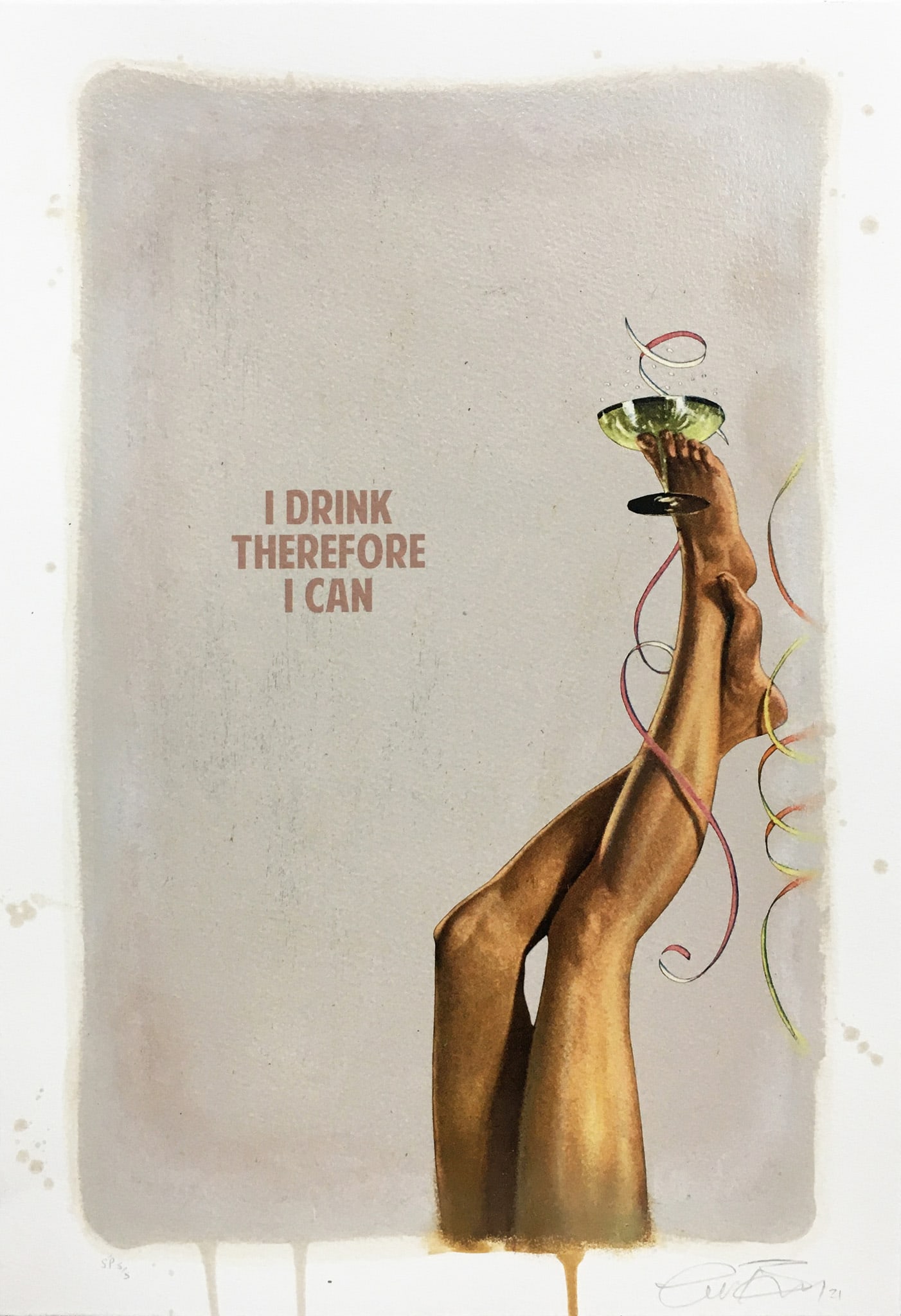 Connor Brothers - I Drink Therefore I Can (Beige): Artist: Connor BrothersTitle: I Drink Therefore I Can (Beige)Year: 2021Dimensions: 16 1/2 x 11 2/5 in.Edition: From the Rare Limited Special Proof Edition of 5Medium: Hand Colored Pigment Print with