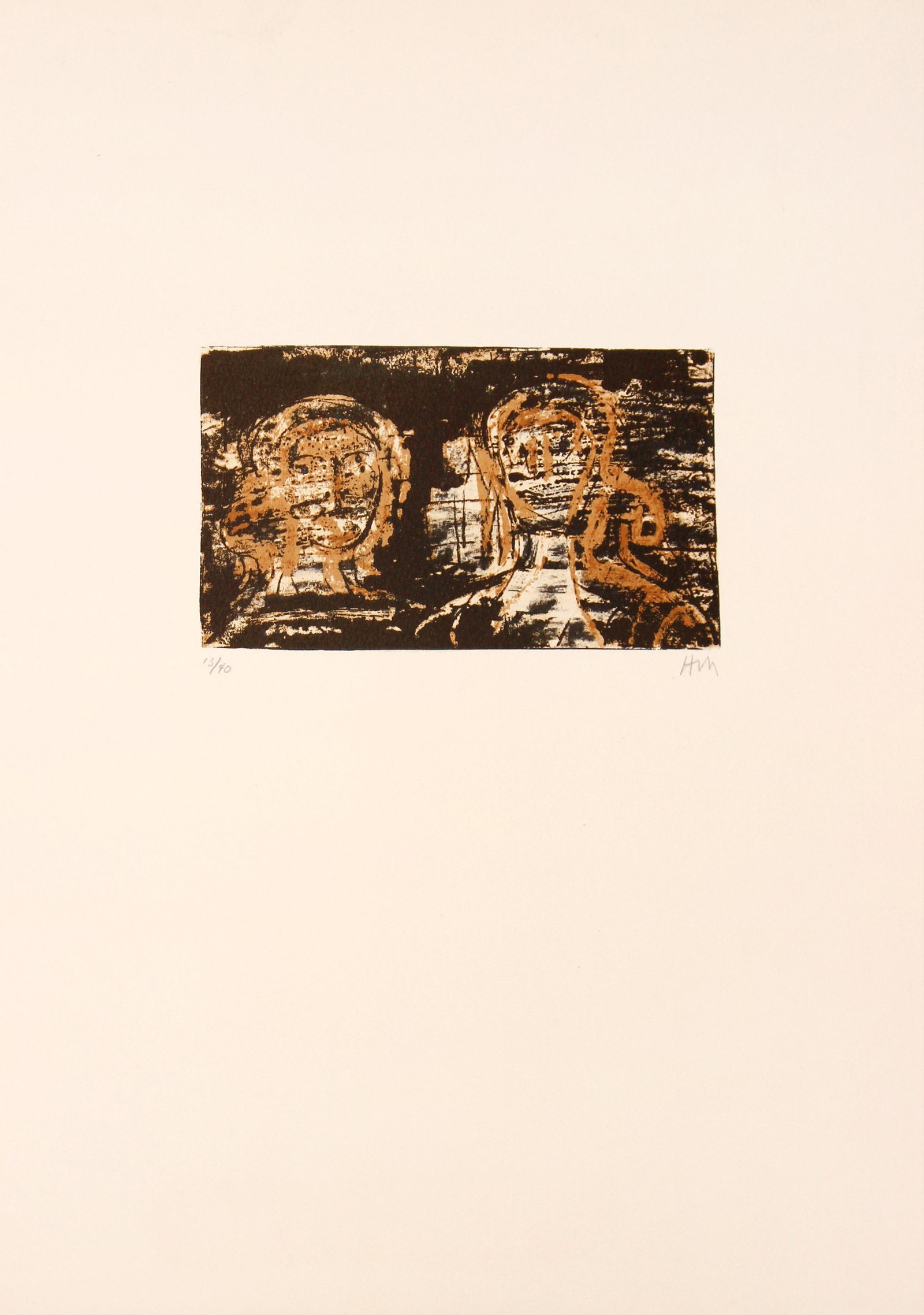 Henry Moore - Two Heads: Artist: Henry Moore Title: Two Heads Year: 1976 Dimensions: 21in. by 19in. Edition: From the limited edition of 40 Publisher: Art et Poesie Paris Sui