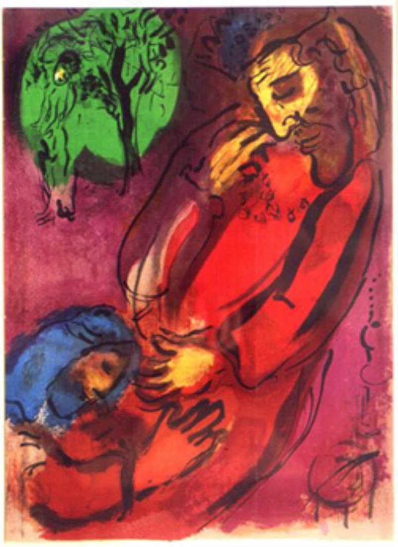 Marc Chagall - David et Absalon: Artist: Marc ChagallTitle: David et AbsalonYear: 1956Dimensions: 14.25in. by 10.5in.Edition: From the rare limited editionMedium: Offset lithograph on paperCondition: ExcellentComes with Letter of