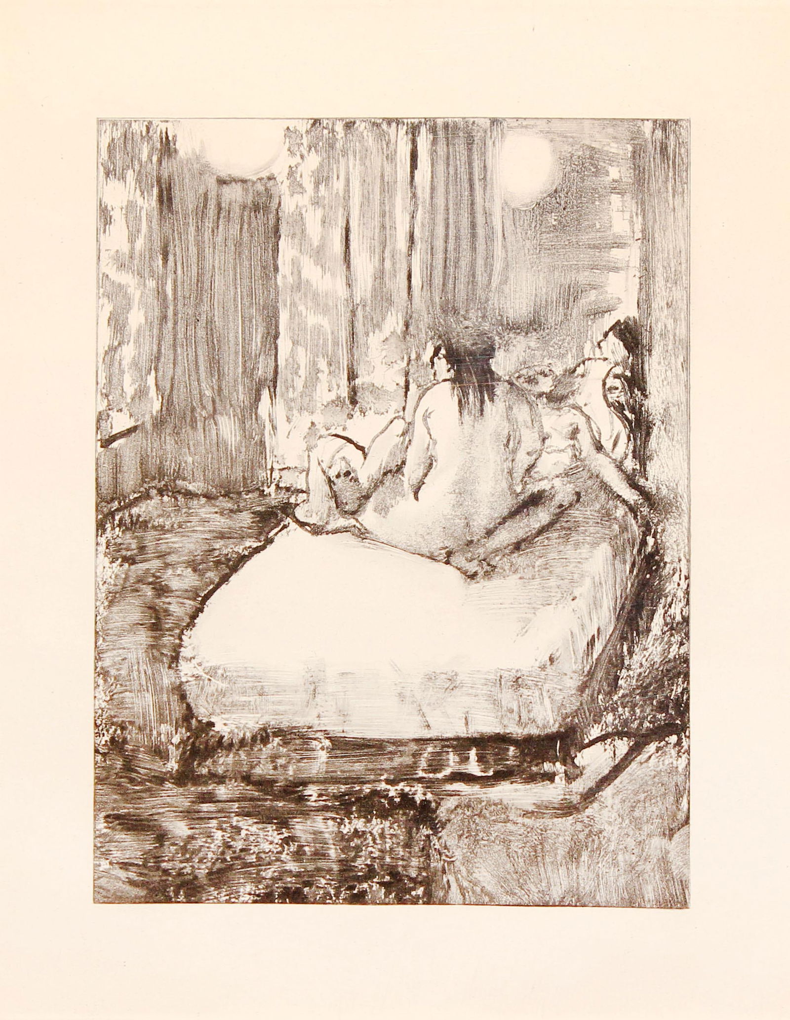 Edgar Degas - Sur Le Lit: Artist: Edgar DegasTitle: Sur Le LitYear: 1934Dimensions: 8in. by 6in.Edition: From the rare limited editionPublisher: Ambrose Vollard ParisSuite: La Maison TellierMedium: Etching with aquatint on