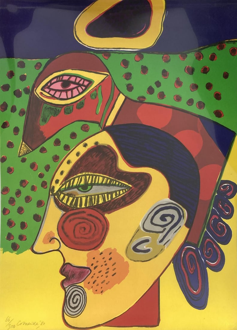 Corneille - Pensive Head: Artist: Corneille Title: Pensive Head Year: 1980 Dimensions: 21in. by 28in. Edition: From the Rare Limited Edition of 300 Medium: Original Lithograph