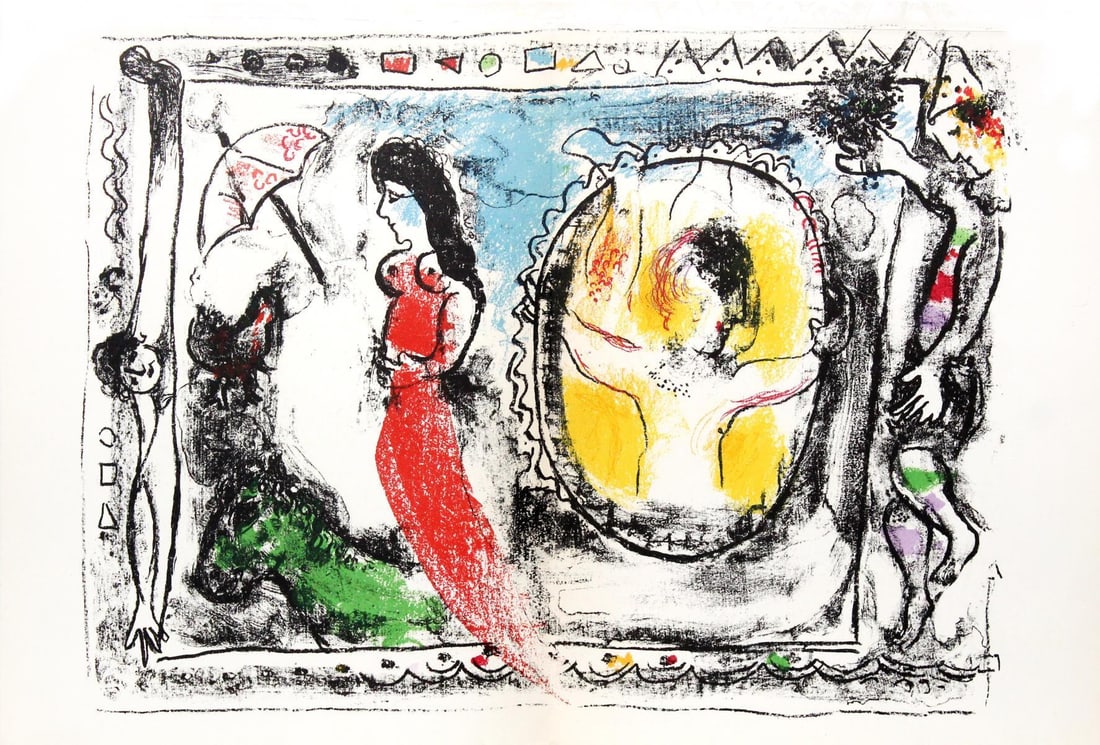 Marc Chagall - Femme Avec Parapluie: Artist: Marc Chagall Title: Femme Avec Parapluie Year: 1964 Dimensions: 23in. by 30in. Edition: From the rare limited edition Suite: Derriere le Miroior (Behind
