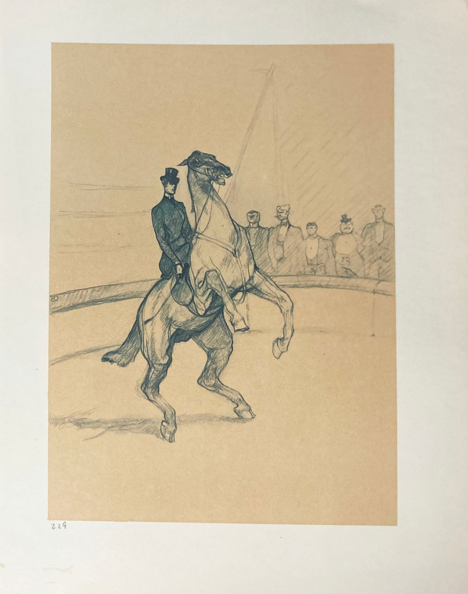 Henri Toulouse-Lautrec - Horse Rider: Artist: Henri Toulouse-LautrecTitle: Horse RiderYear: 1908Dimensions: 9.5in. by 12 3/8in.Edition: From the Rare Limited EditionPublisher: Labraire de FranceSuite: Au CirqueMedium: Original offset