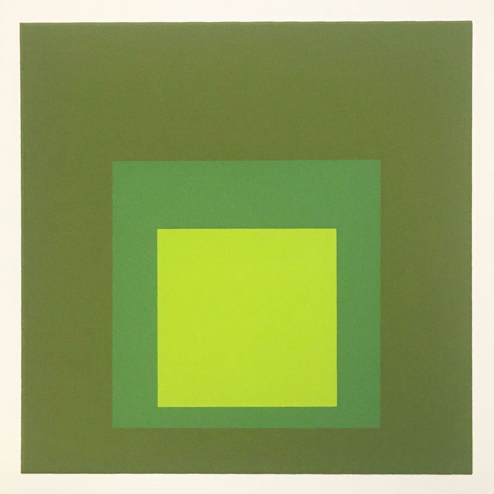 Josef Albers - Tuscany (1962): Artist: Josef AlbersTitle: Tuscany (1962)Year: 1963Dimensions: 8 1/2 x 11 in.Edition: From the Rare Limited EditionPublisher: Sidney Janis New YorkSuite: Homage to the SquareMedium: Screenprint in