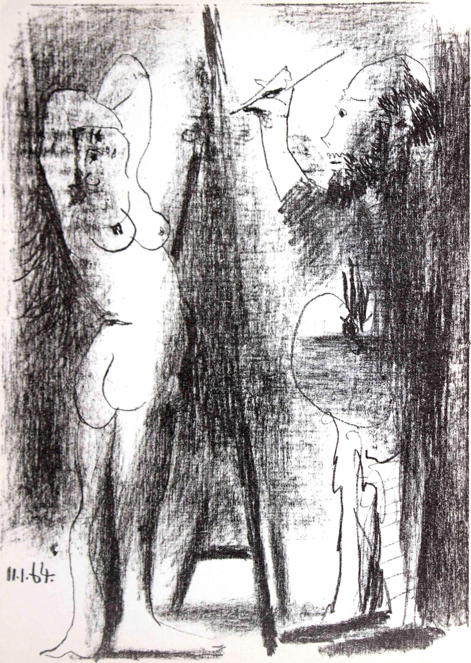 Pablo Picasso - Le peintre et son modele: Artist: Pablo PicassoTitle: Le peintre et son modeleYear: 1964Dimensions: 7.5in. by 10in.Edition: From the rare limited editionPublisher: Fernand Mourlot and Jean Adhemar ParisSuite: Prints from the