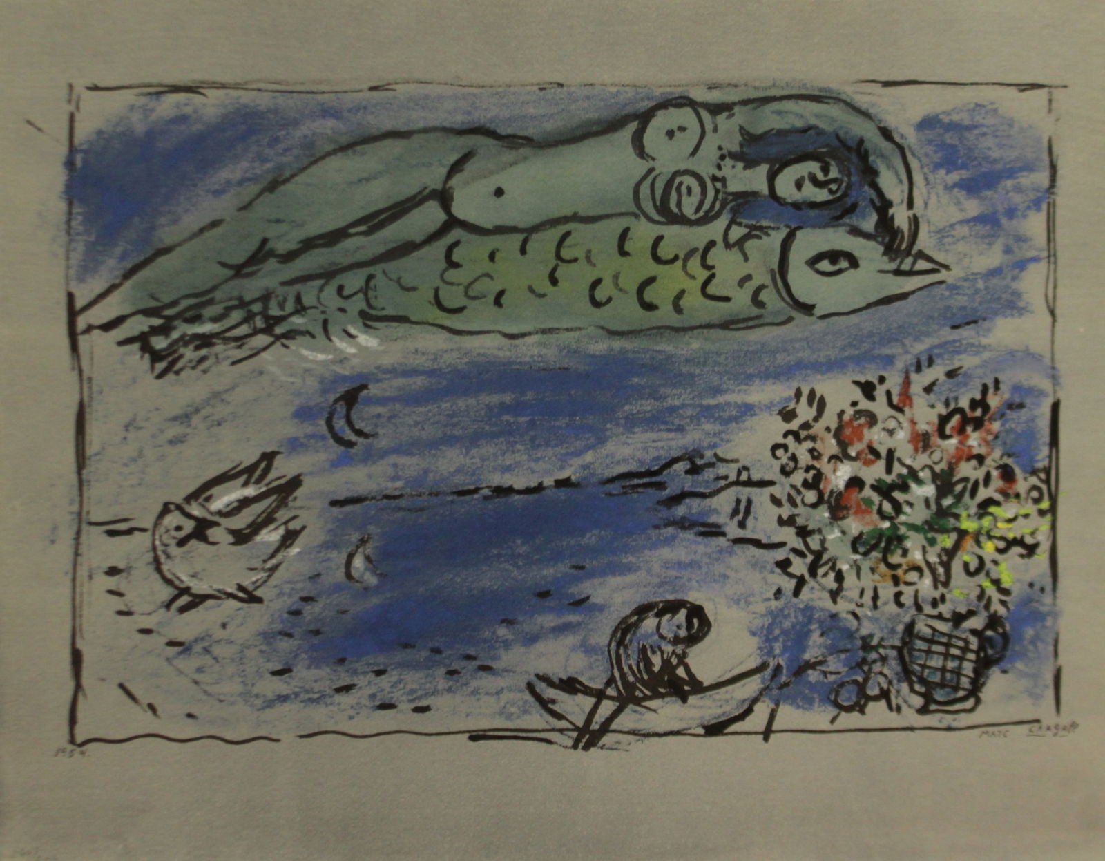 Marc Chagall - Poisson Volant: Artist: Marc Chagall Title: Poisson Volant Year: 1958 Dimensions: 19.5in. by 15.5in. Edition: From the Rare Limited Edition of 300 Publisher: New York Graphic S