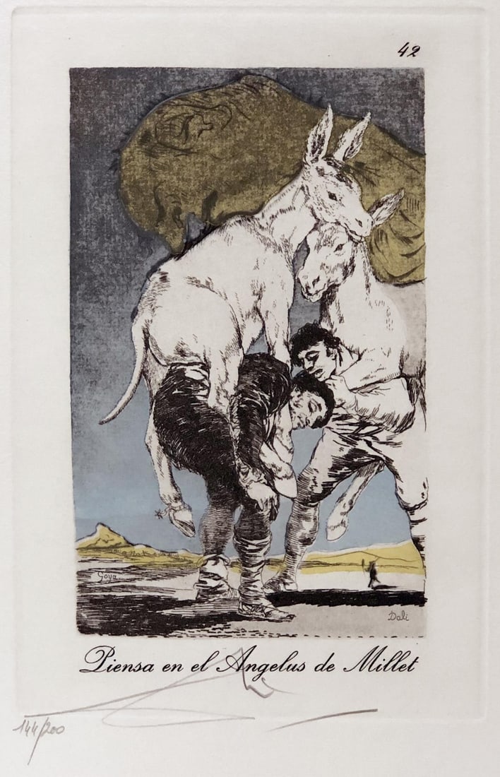 Salvador Dali - piensa en el Angelus de Millet: Artist: Salvador Dali Title: piensa en el Angelus de Millet Year: 1977 Dimensions: 17.75in. by 12.25in. Edition: From the limited edition of 200 Publisher: Fern