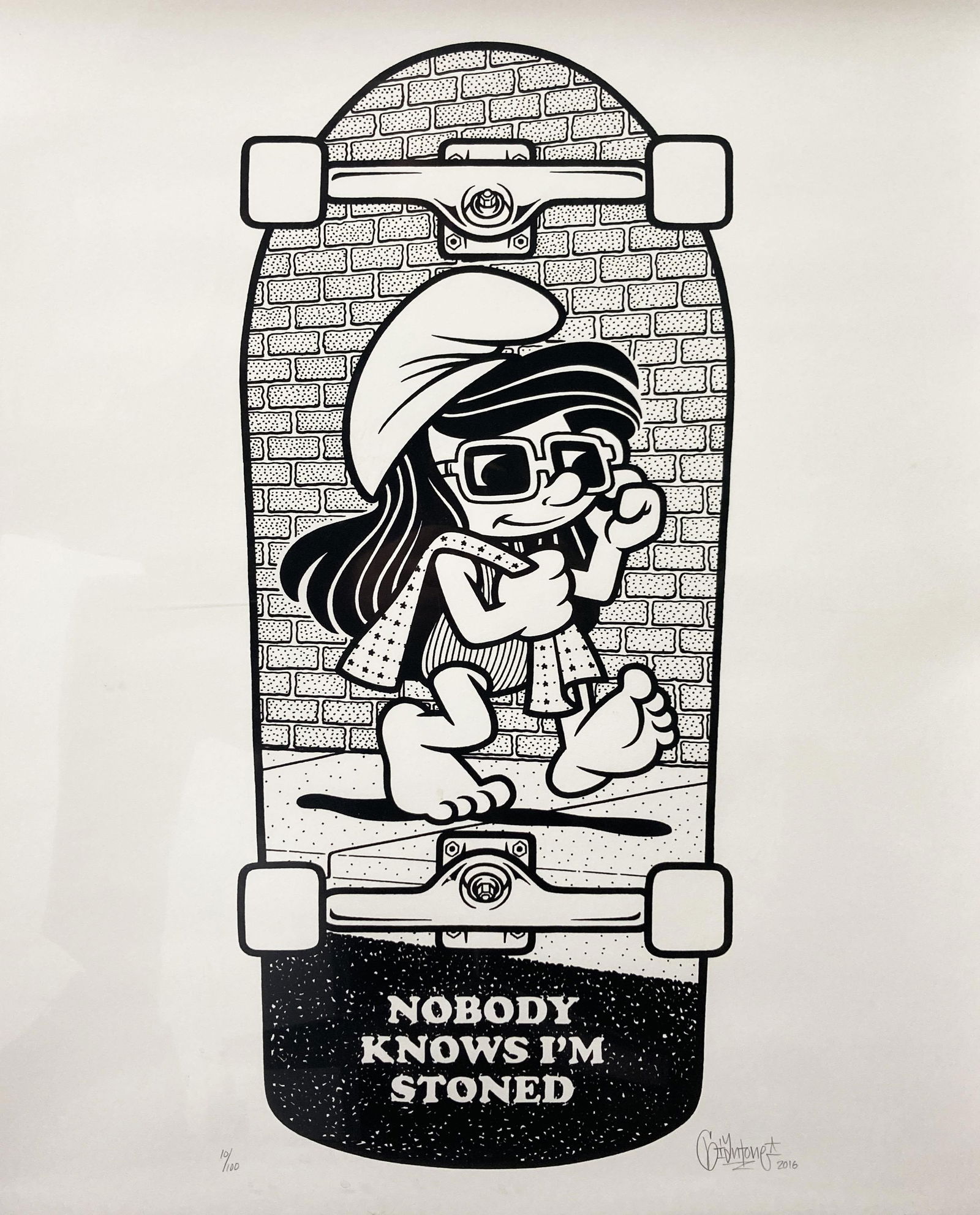 Mike Giant - Nobody Knows: Artist: Mike GiantTitle: Nobody KnowsYear: 2016Dimensions: 18in. by 24in.Edition: From the rare limited edition of 100Medium: Original Screen Print on French PaperCondition: ExcellentSignature