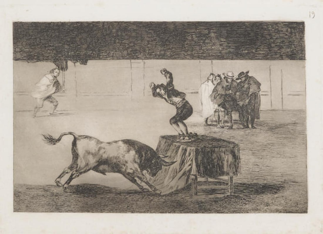 Francisco Goya- La Tauromaquia: Artist: Francisco Goya Title: La Tauromaquia Plate 19 Year: 1816 Dimensions:17 in. by 12 in. Edition: From the limited edition Suite: La Tauromaquia