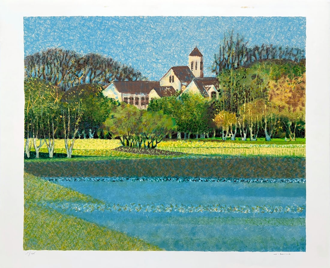 Unknown Artist - Land Scape with Pond: Artist: Unknown Artist Title: Land Scape with Pond Dimensions: 25/ x 30 in. Edition: Numbered 1 From the limited edition of 125 Medium: Serigraph on paper Condition