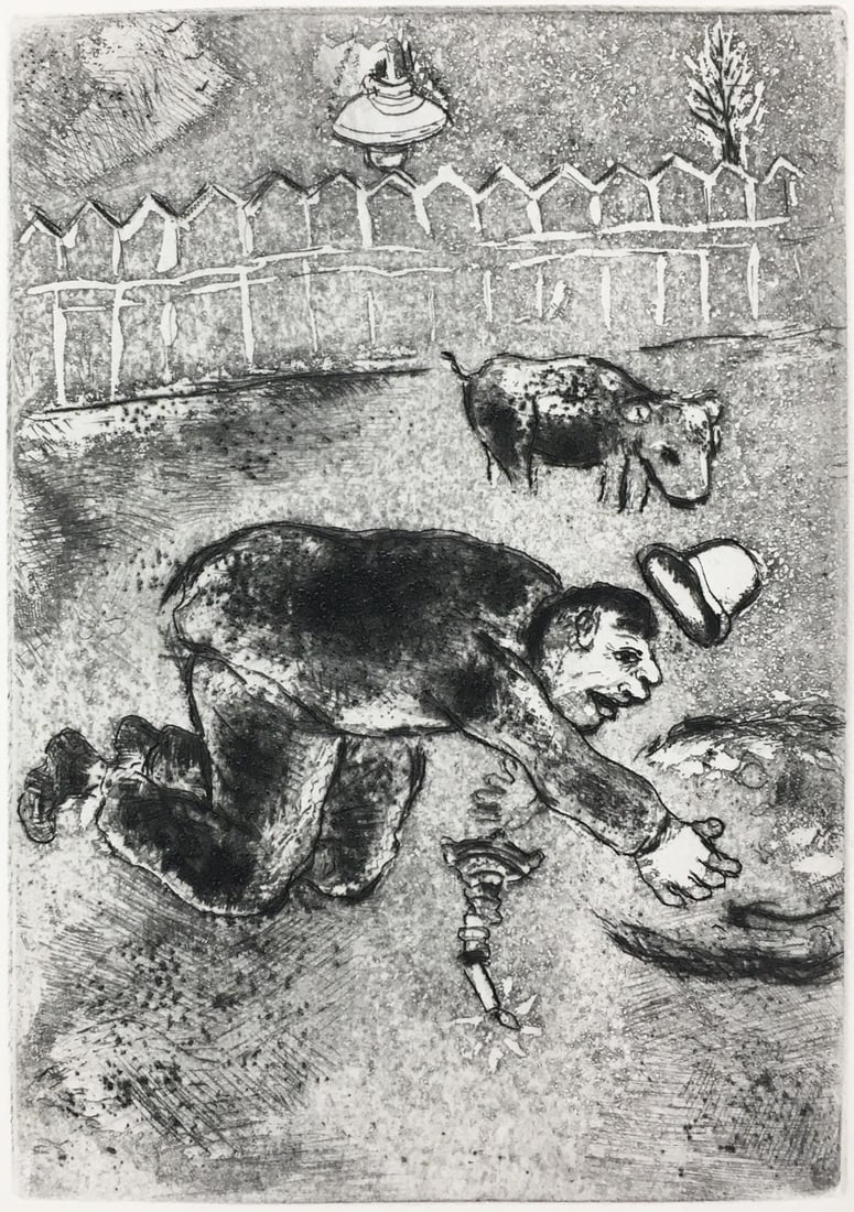 Marc Chagall - Avarice II: Artist: Marc ChagallTitle: Avarice IIYear: 1926Dimensions: 9 13/16in. by 7 3/8in.Edition: From the Rare Limited Edition of 300Publisher: Simon Kra ParisSuite: Les Sept Peches Capitaux (The Seven