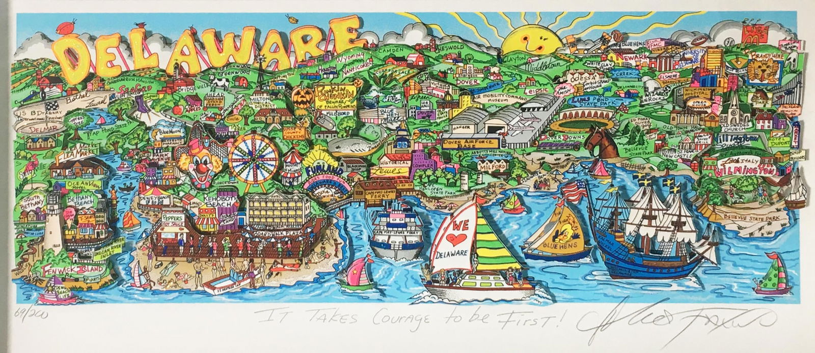 Charles Fazzino - It Takes Courage to be First: Artist: Charles Fazzino Title: It Takes Courage to be First Year: 2002 Dimensions: 8 1/2in. by 20in. Edition: Numbered from the Rare Limited Edition of 200 Medium:<