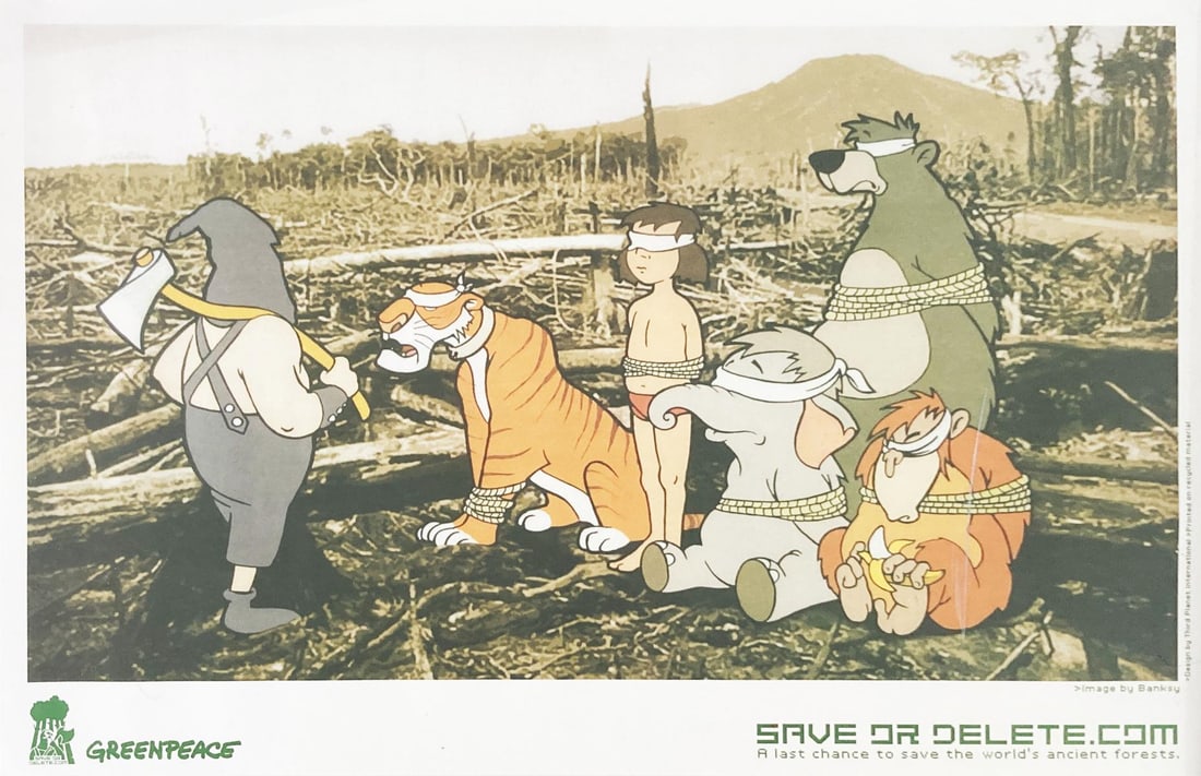 Banksy - Save Dr. Delete Poster: Artist: Banksy Title: Save Dr. Delete Poster Dimensions: 16.5in. by 23in. Edition: From the rare limited edition Publisher: Third Planet International and Greenpeace