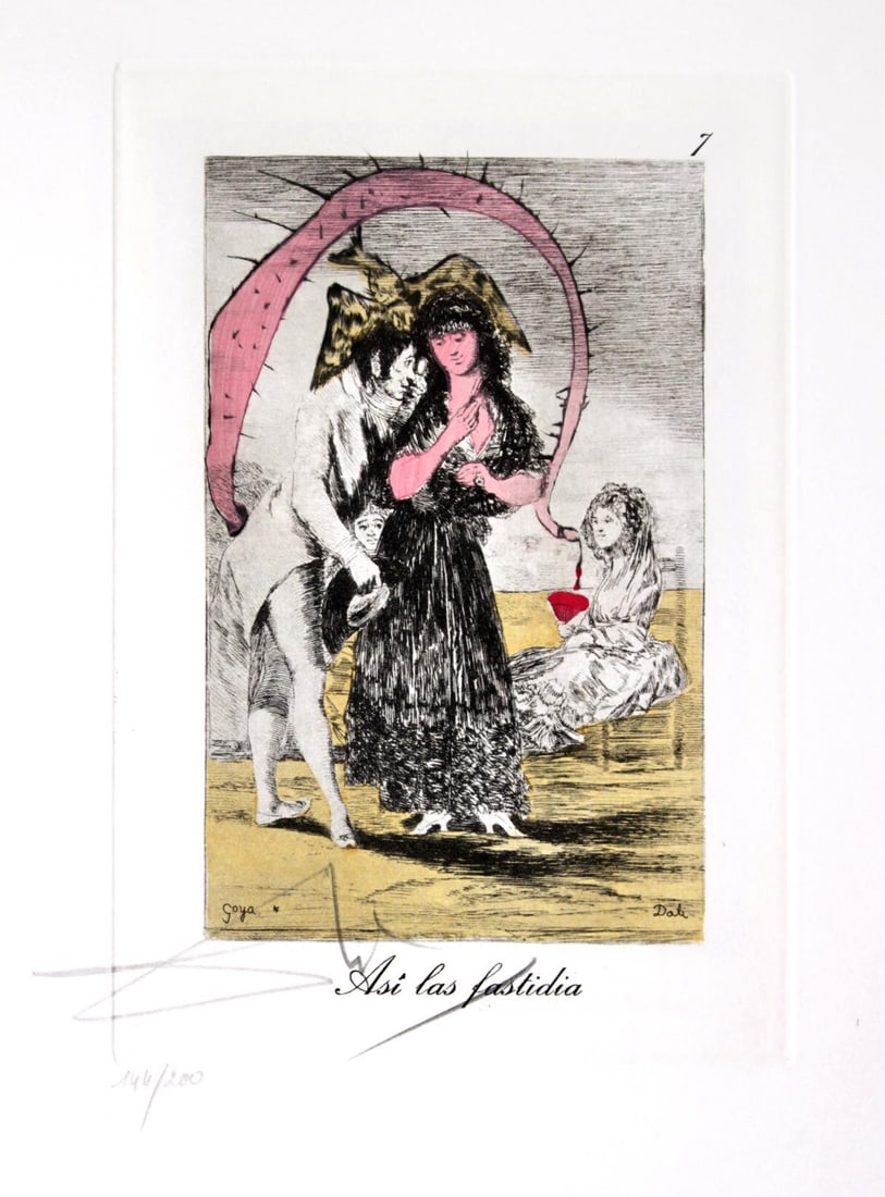 Salvador Dali - Asi las fastidia: Artist: Salvador DaliTitle: Asi las fastidiaYear: 1977Dimensions: 17.75in. by 12.25in.Edition: From the limited edition of 200Publisher: Fernand Hazan EditeurSuite: Les Caprices de GoyaMedium: Dry