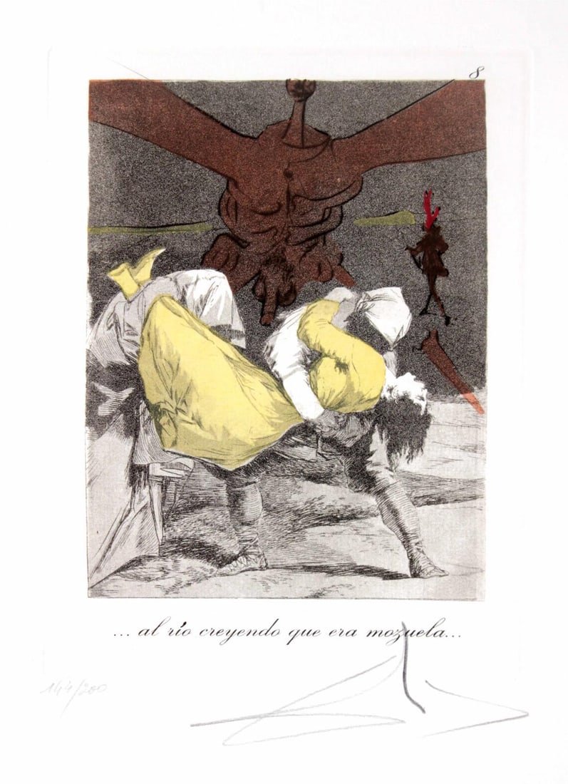 Salvador Dali - ... al rio creyendo que era mozuela: Artist: Salvador DaliTitle: ... al rio creyendo que era mozuelaYear: 1977Dimensions: 17.75in. by 12.25in.Edition: From the limited edition of 200Publisher: Fernand Hazan EditeurSuite: Les Caprices de