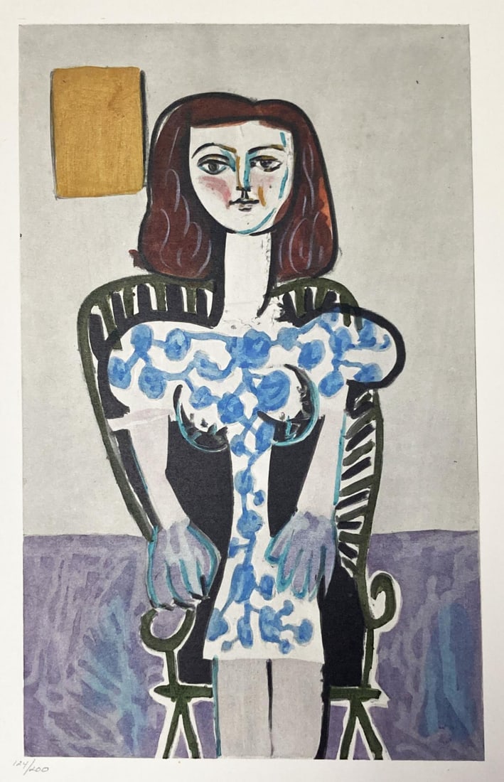 Pablo Picasso (After) - Ragazza Seduta: Artist: Pablo Picasso (After)Title: Ragazza SedutaDimensions: 11.5in. by 15.5in.Edition: From the rare limited edition of 200Suite: Silvana Editoriale D'Arte MilanoMedium: Venti PochoirCondition: