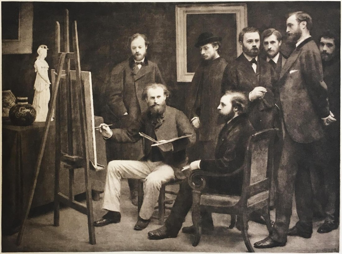 Henri Fantin Latour - Un Atelier aux Batignolles: Artist: Henri Fantin Latour Title: Un Atelier aux Batignolles Dimensions: 8in. by 10 1/4in. Edition: From the Rare Limited Edition Medium: Heliogravure on Paper Co