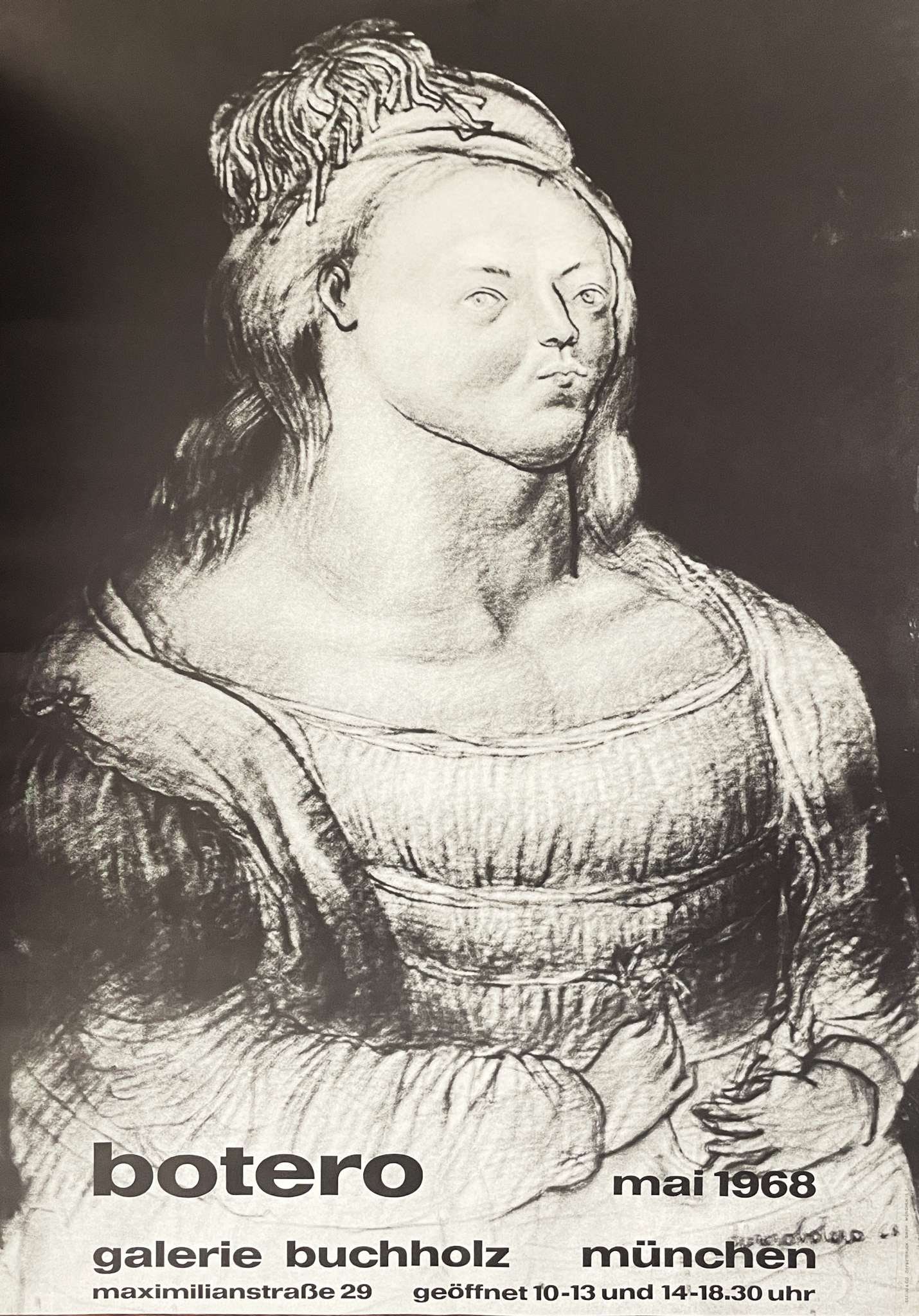 Fernando Botero - Galerie Buchholz Exhibition Poster: Artist: Fernando Botero Title: Galerie Buchholz Exhibition Poster Year: 1968 Dimensions: 23 1/4 x 32 1/2 in. Edition: From the rare limited edition Publisher: G