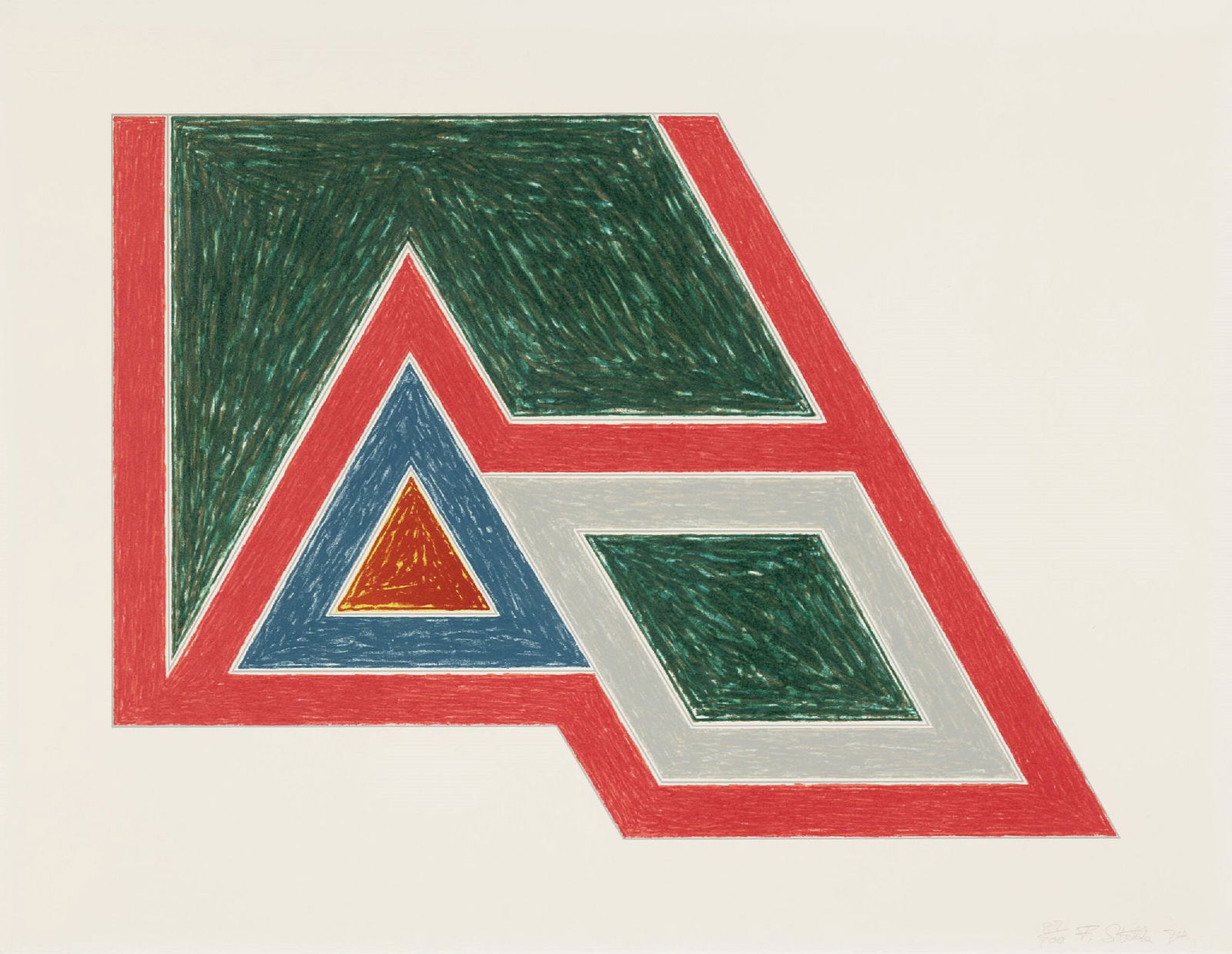 Frank Stella - Sanbornville: Artist: Frank Stella Title: Sanbornville Year: 1974 Dimensions: 17 1/4in X 22 1/4 Edition: From the rare limited edition of 100 Medium: Lithograph and screenpri