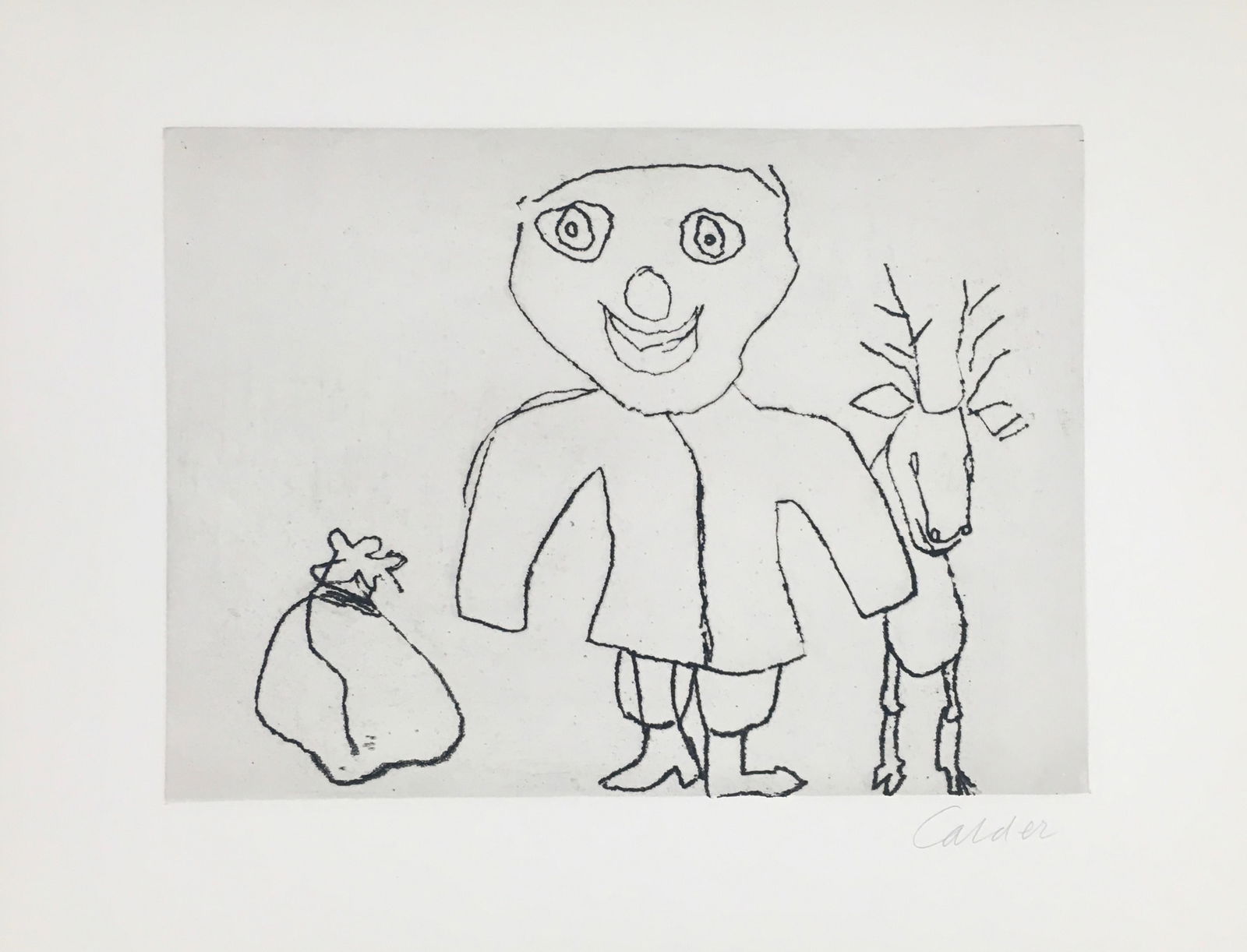 Alexander Calder - Santa Claus X: Artist: Alexander Calder Title: Santa Claus X Year: 1974 Dimensions: 26.75in. by 20.5in. Edition: From the limited edition of 175 Publisher: Editions de L'Herne Paris Suite: Santa Claus Medium: Origin