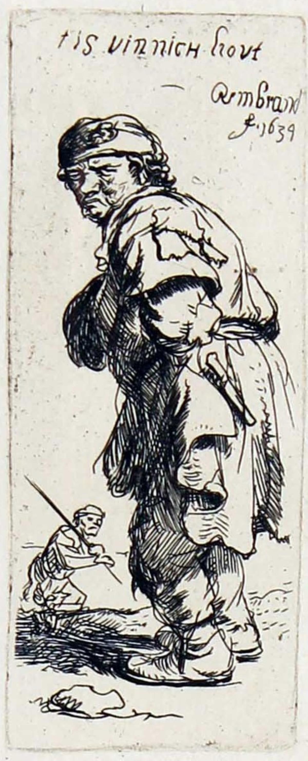 Rembrandt van Rijn (after) - A Peasant Calling Out "Tis: Artist: Rembrandt van Rijn (after)Title: A Peasant Calling Out "Tis Vinnich Kout"Year: 1880Dimensions: 2 1/2in. by 5in.Edition: From the rare limited editionSuite: L'Ouvre de RembrandtMedium: