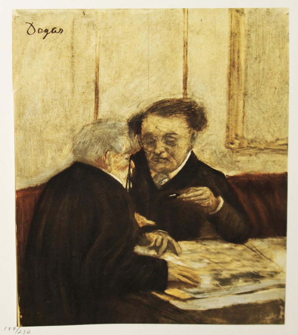 Edgar Degas (After) - At the Cafe Chateaudun: Artist: Edgar Degas (After)Title: At the Cafe ChateaudunYear: 1922Dimensions: 9.5in. by 7.5in.Edition: from the limited edition of 250Publisher: Demotte EditeurSuite: Les Dessins de DegasMedium: