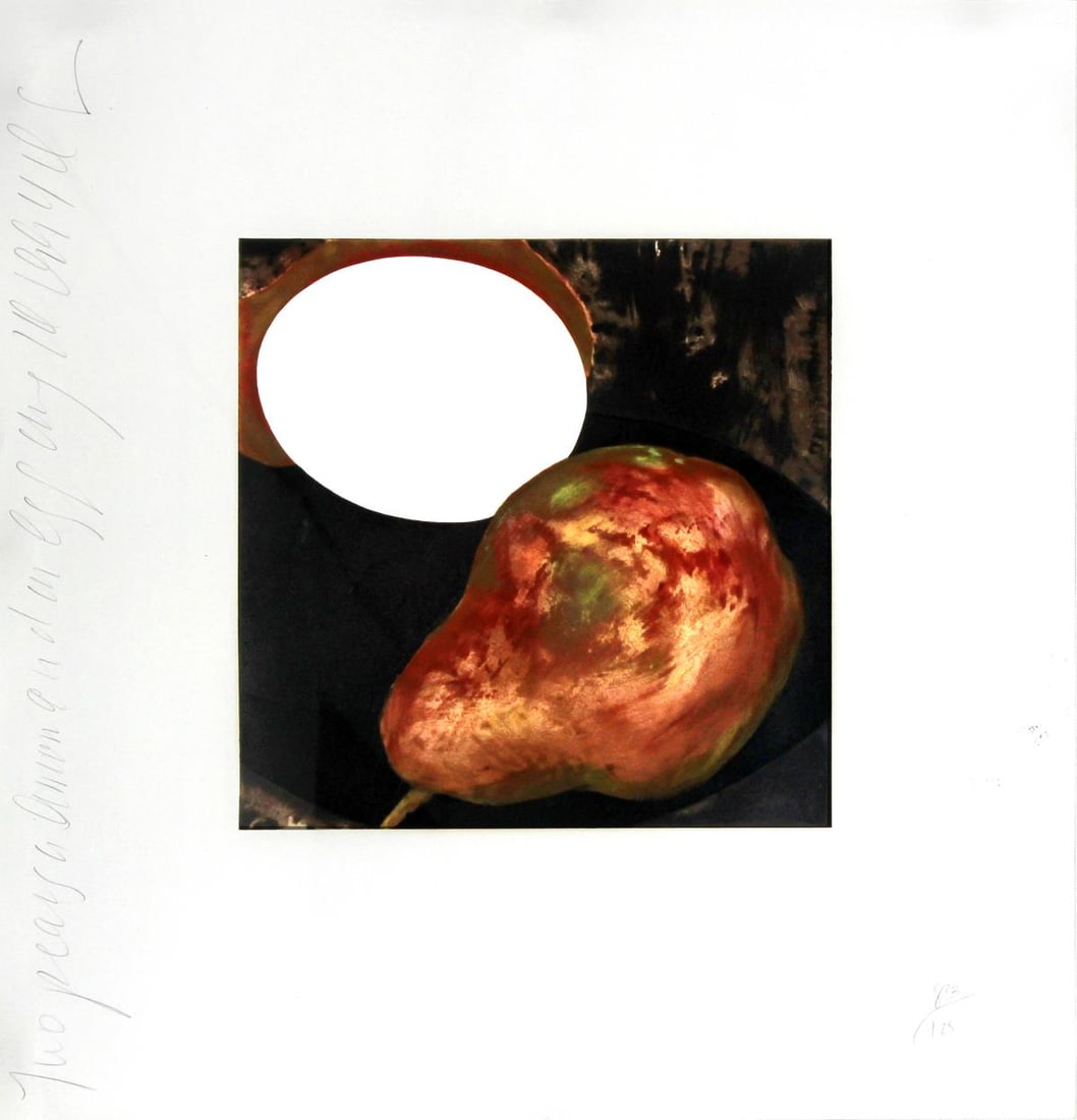 Donald Sultan - Two Pears A Lemon and an Egg: Artist: Donald SultanTitle: Two Pears A Lemon and an EggYear: 1994Dimensions: 23in. by 22in.Edition: 83 from the limited edition of 125Medium: Original serigraph on paperCondition: ExcellentSignature