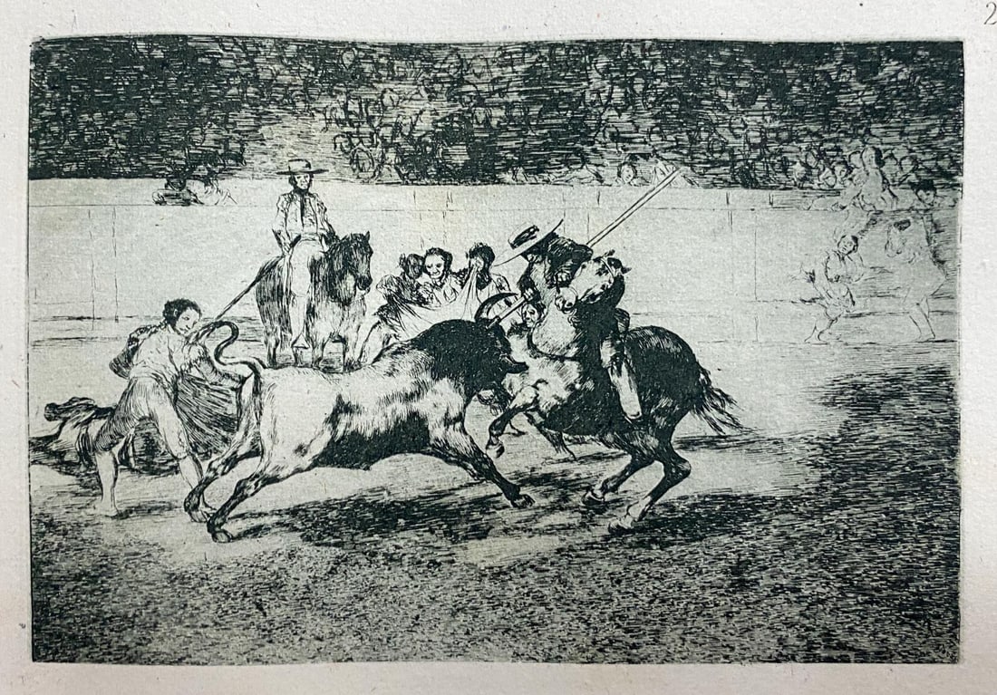 Francisco Goya (after) - La Tauromaquia 28: Artist: Francisco Goya (after)Title: La Tauromaquia 28 Year: 1944 Dimensions: 9.5in. by 6.75in. Edition: From the Rare Limited Edition of 500 Publisher: Editorial Victoria, Barcelona Suite: La